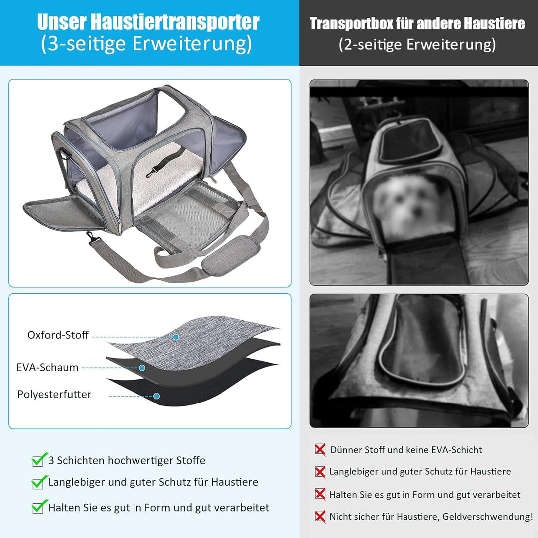 TOFFCAEA Transporttasche für Katze Hund, Hundetransportbox, Faltbare Katzentransportbox, tragbar, 5k