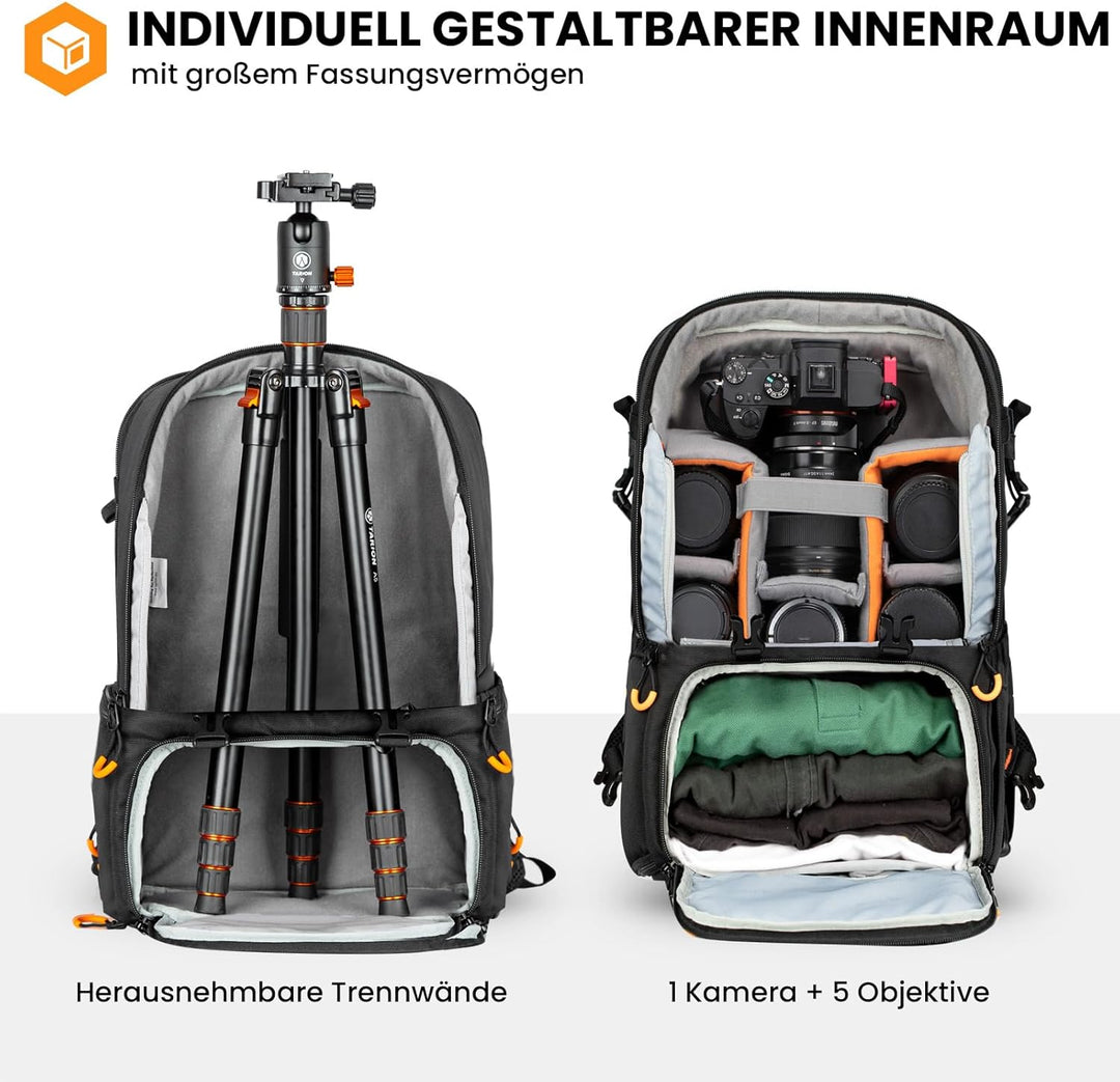 TARION Wasserdicht Kamerarucksack Spiegelreflex: DSLR SLR Gross Kameratasche mit 15,6 Zoll Laptopfac