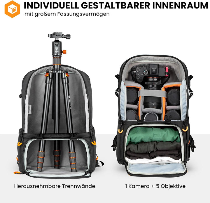 TARION Wasserdicht Kamerarucksack Spiegelreflex: DSLR SLR Gross Kameratasche mit 15,6 Zoll Laptopfac