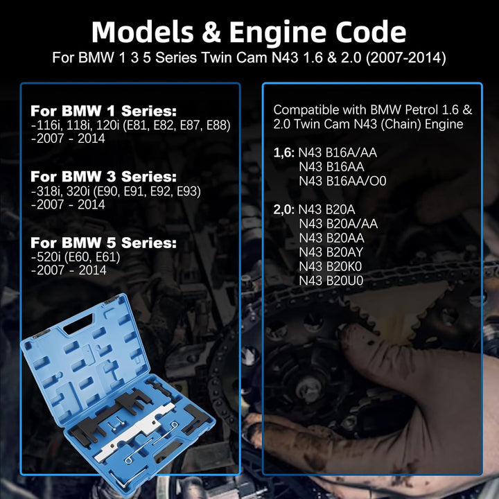FreeTec Nockenwellenversteller Nockenwelle Steuerkette Wechsel Motor Werkzeug Arretierwerkzeug Satz