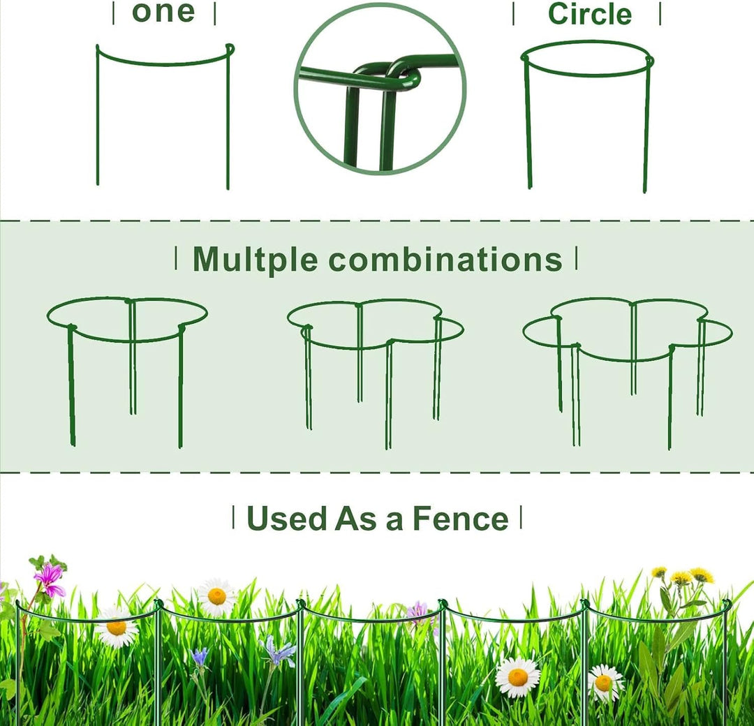 10er-Pack Pflanzenstützpfähle, Halbrunder Metall-Gartenpflanzenpfahl, Pfingstrosenkäfige und -stütze