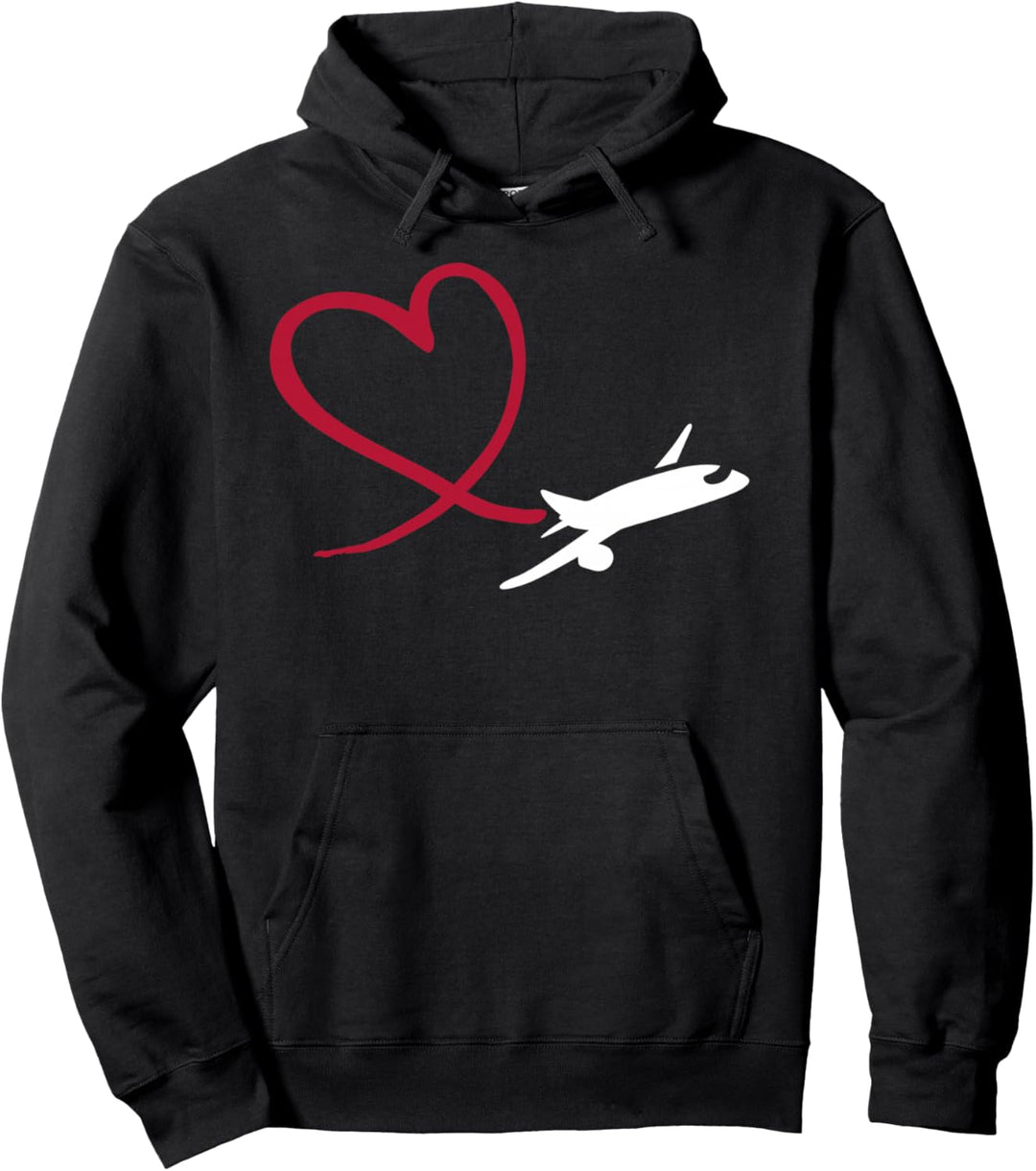 Flugzeug mit Herz Pullover Hoodie