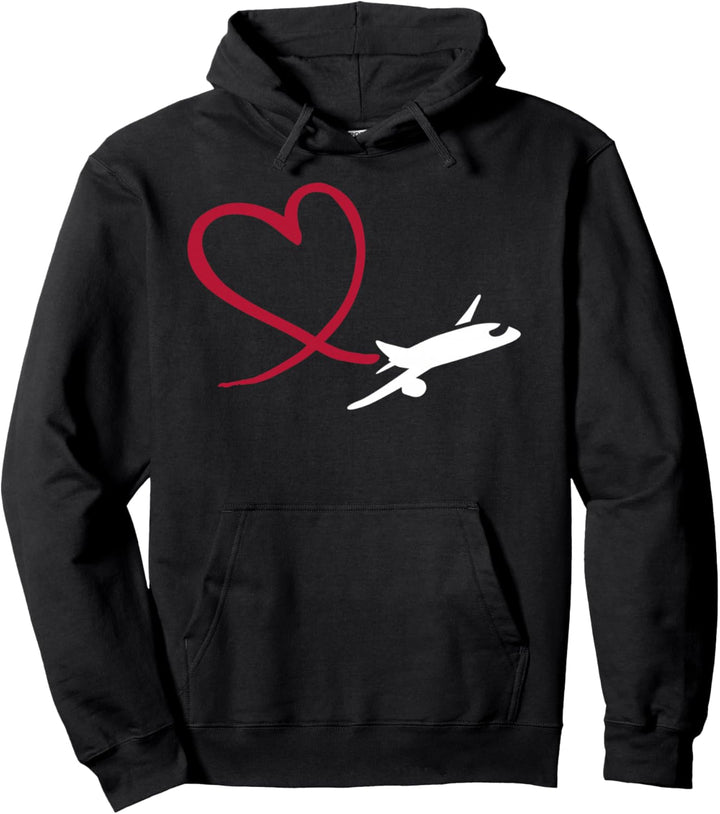 Flugzeug mit Herz Pullover Hoodie