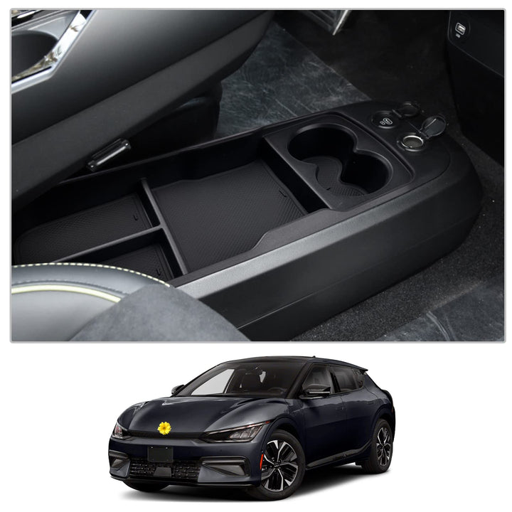 CDEFG Kompatibel mit Kia EV6 2022 2023 Mittelkonsole Organizer Aufbewahrungsbox mit Getränkehalter H