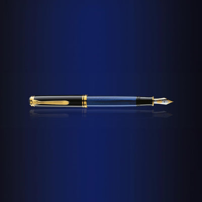 Pelikan Premium M600 Füllfederhalter, Feder B Plume Schwarz/Blau Schwarz / Blau, Schwarz / Blau