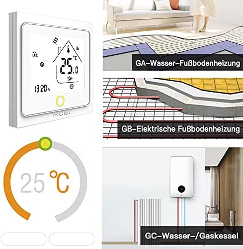 MOES Smart Alexa Tuya ZigBee Funk Thermostate Wasserboiler Raumthermostat für 5A Wasser Boiler, Komp
