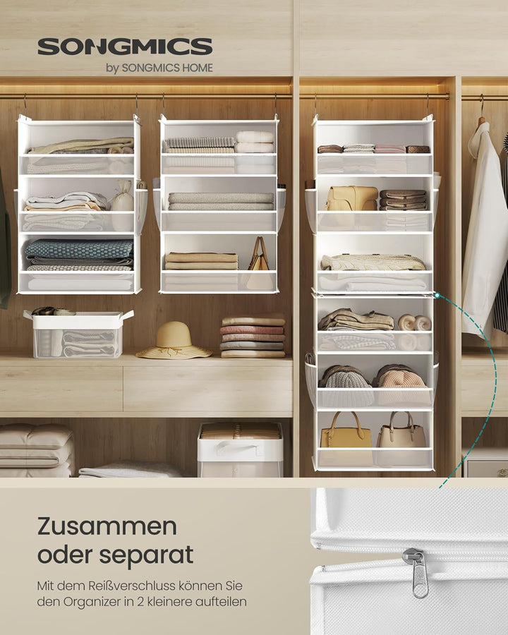 SONGMICS Hängeorganizer, Schrank-Organizer, Hängeregal aufteilbar, Hängeaufbewahrung, faltbar und pl