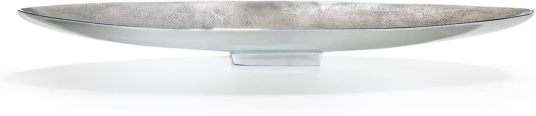 Kobolo Dekoschale Dekoteller Schiffchenform schmal - aus Metall - Silber - 80cm
