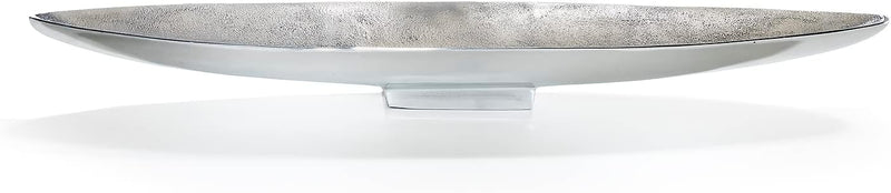 Kobolo Dekoschale Dekoteller Schiffchenform schmal - aus Metall - Silber - 80cm