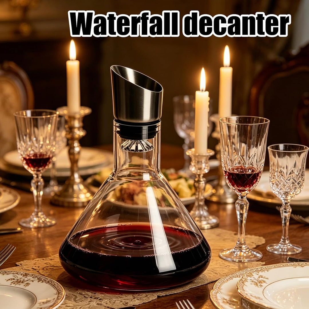 1800ml Wein Dekanter Kristallglas Dekantierer: Wasserfall Design Weinkaraffe Kristallglas, Doppelter