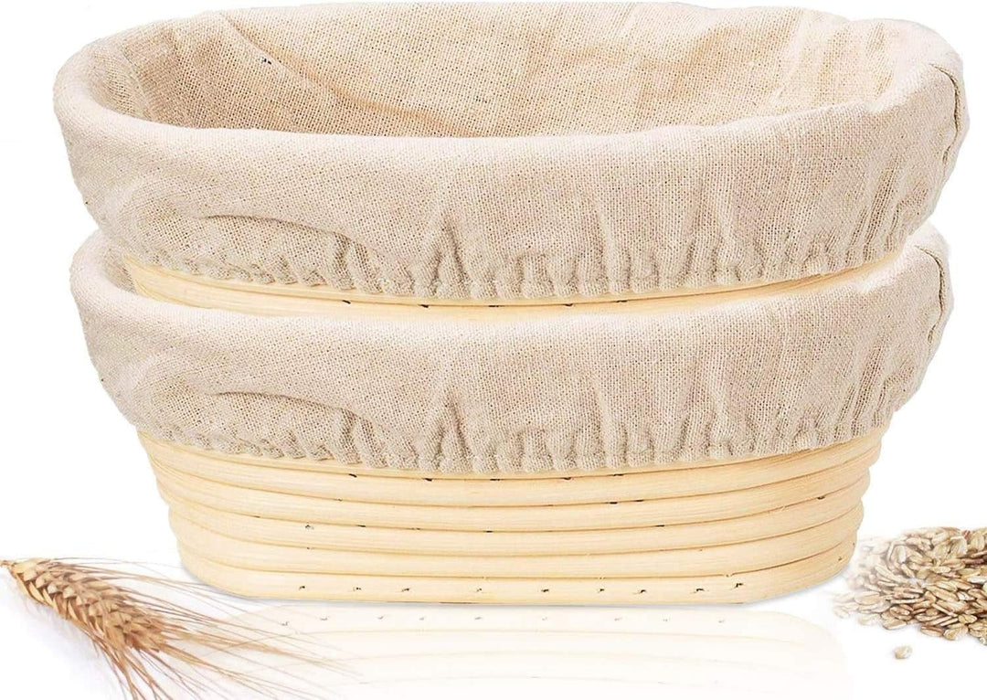 Banneton Brotgärkörbe, ovaler Sauerteig-Gärkörbe mit Leinen-Auskleidung für handwerkliche Brotherste