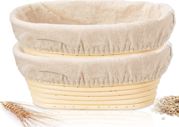 Banneton Brotgärkörbe, ovaler Sauerteig-Gärkörbe mit Leinen-Auskleidung für handwerkliche Brotherste