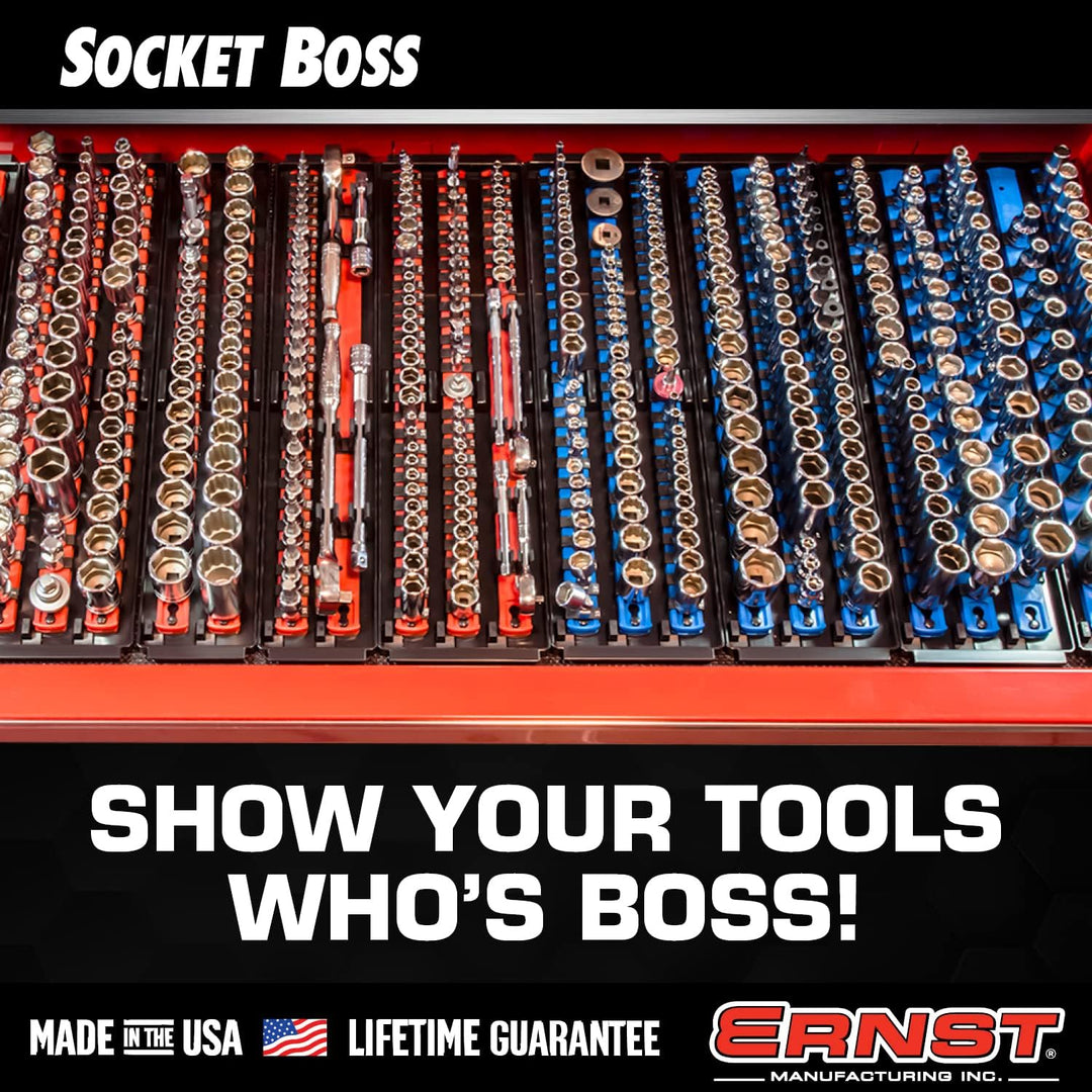 Ernst Manufacturing 8498HV 13" Socket Boss, Premium 3-Rail Multi-Drive Socket Organizer, hohe Sichtb