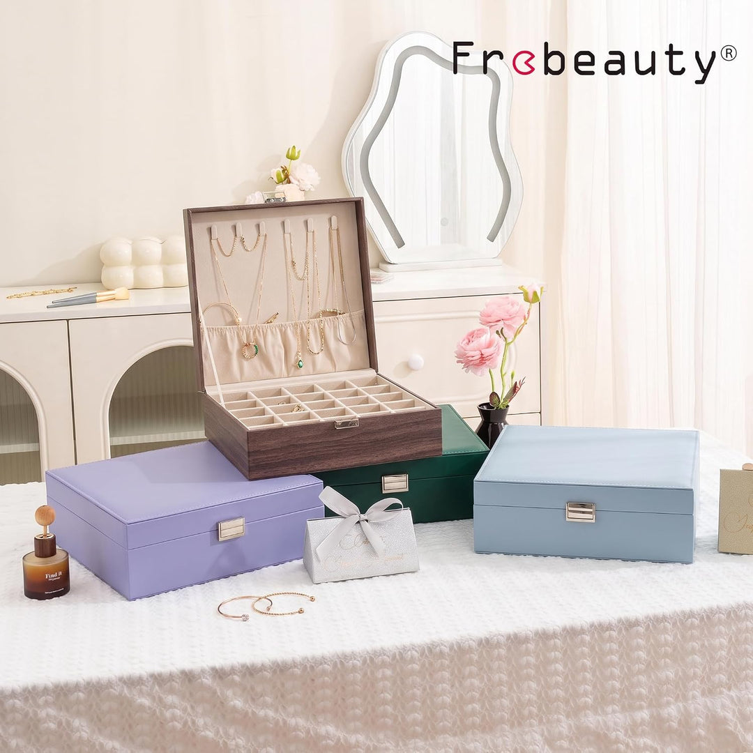 Frebeauty Ohrring-Organizer, klassische Schmuckschatulle, 50 Fächer, doppellagig, Schmuck-Aufbewahru
