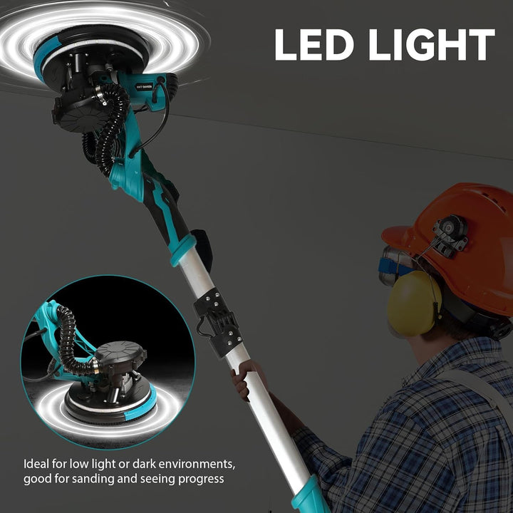 Giraffenschleifer, 1250 W, Wand- und Deckenschleifer, 1800 U/min, LED-Beleuchtung | Mit Staubsauger