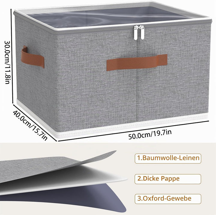 OUTBROS Aufbewahrungsbox mit Deckel, Faltbare Stoffboxen, Kleiderschrank Organizer, Unterbett Aufbew