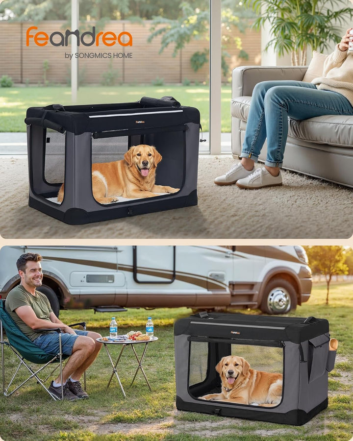 Feandrea Hundebox faltbar, 91,4 cm Transportbox für grosse Hunde, Hundetasche, Oxford-Gewebe, mit 4
