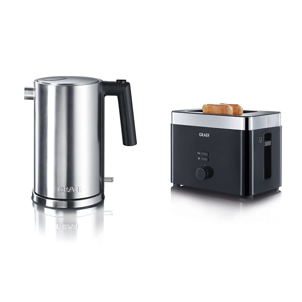 Graef WK600EU Wasserkocher, Rostfreier Stahl, 1.5 liters, Edelstahl, Mattiert & Graef Toaster TO 62,