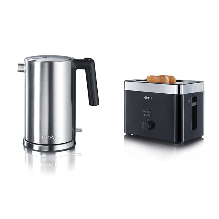 Graef WK600EU Wasserkocher, Rostfreier Stahl, 1.5 liters, Edelstahl, Mattiert & Graef Toaster TO 62,