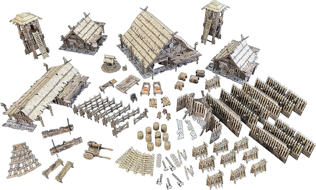 Fantasy Battle Systems Wargames Terrain - Northern Settlement - Multi Level Tabletop War Game Board