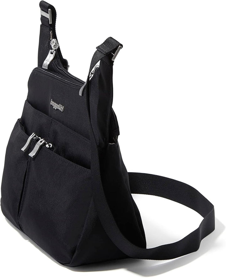 Baggallini Cross-Over-Crossbody-Tasche – leicht, wasserabweisend Schwarz/Sand, Schwarz/Sand