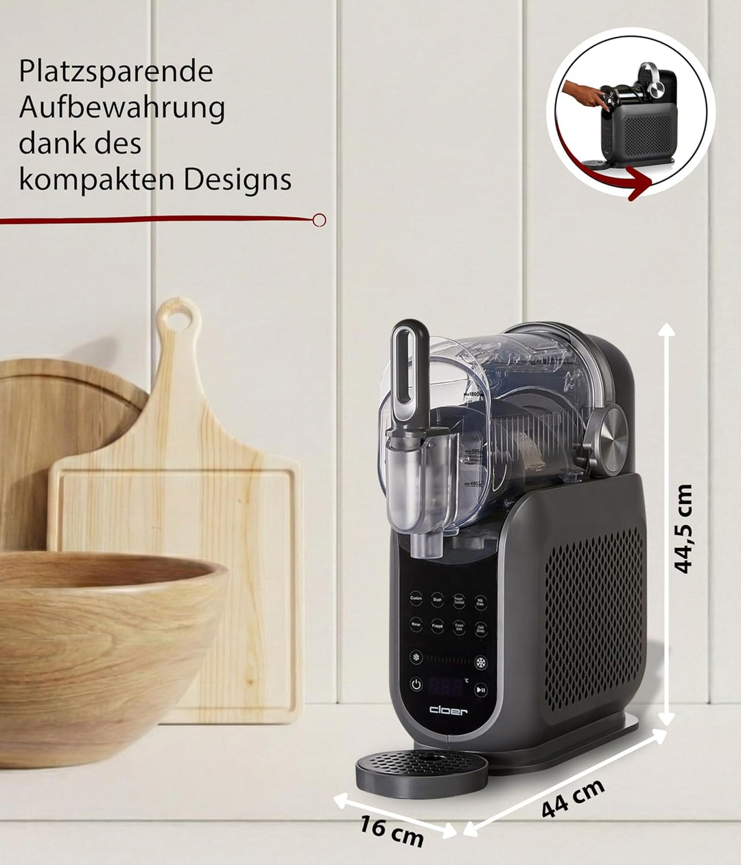 Cloer 9960 Slush Eis Maschine für bis zu 2,5 Liter, 6 Einstellungen, Slush Ice, Frozen Cocktail, Mil