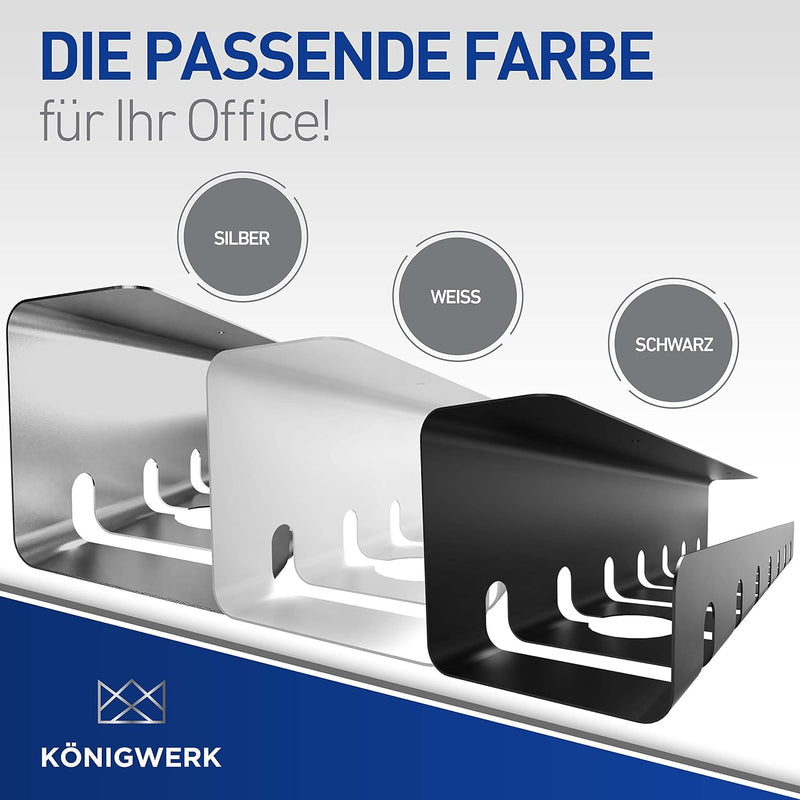 Königwerk Kabelkanal Schreibtisch fürs Kabel Management - Inkl. Zubehör - Tisch Kabelführung Kabelma