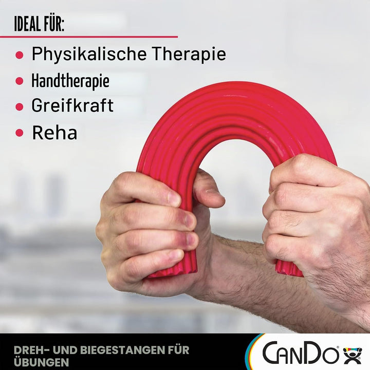 CanDo Hand- und Fingertrainer Twist-n-Bend, Flexibler Übungsstab, Trainingsstab, rot (leicht), 10-15