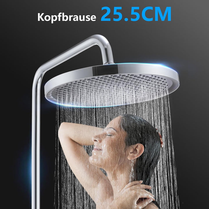 HOMELODY Duschsystem aus Edelstahl mit Thermostat Chrom - Duscharmatur Komplettset mit 3 Strahlarten