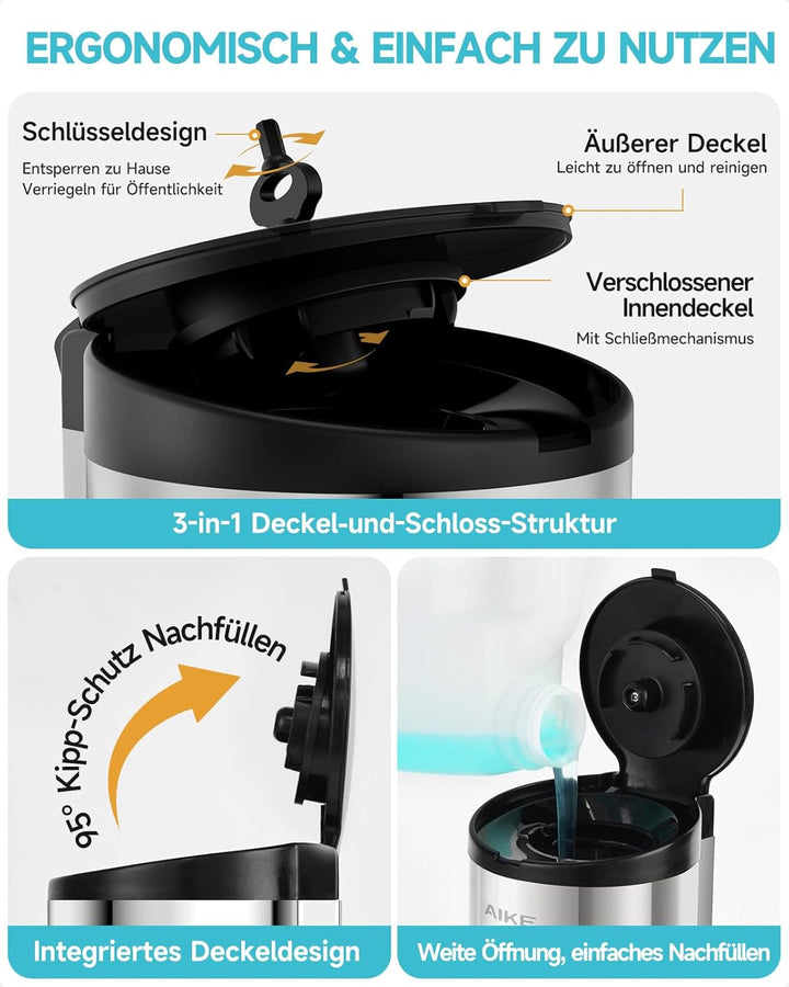 AIKE AK1205 Seifenspender Automatisch Wandbefestigung, 700ml Kommerzieller Automatischer Flüssigseif