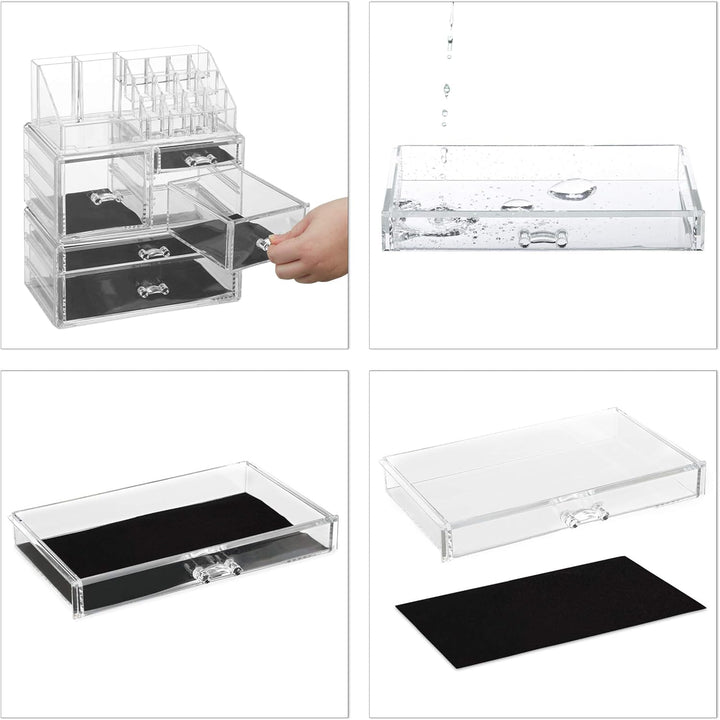 Relaxdays Make Up Organizer mit 21 Fächern, Kosmetik Tower für Lippenstift, Nagellack, Acryl Make Up