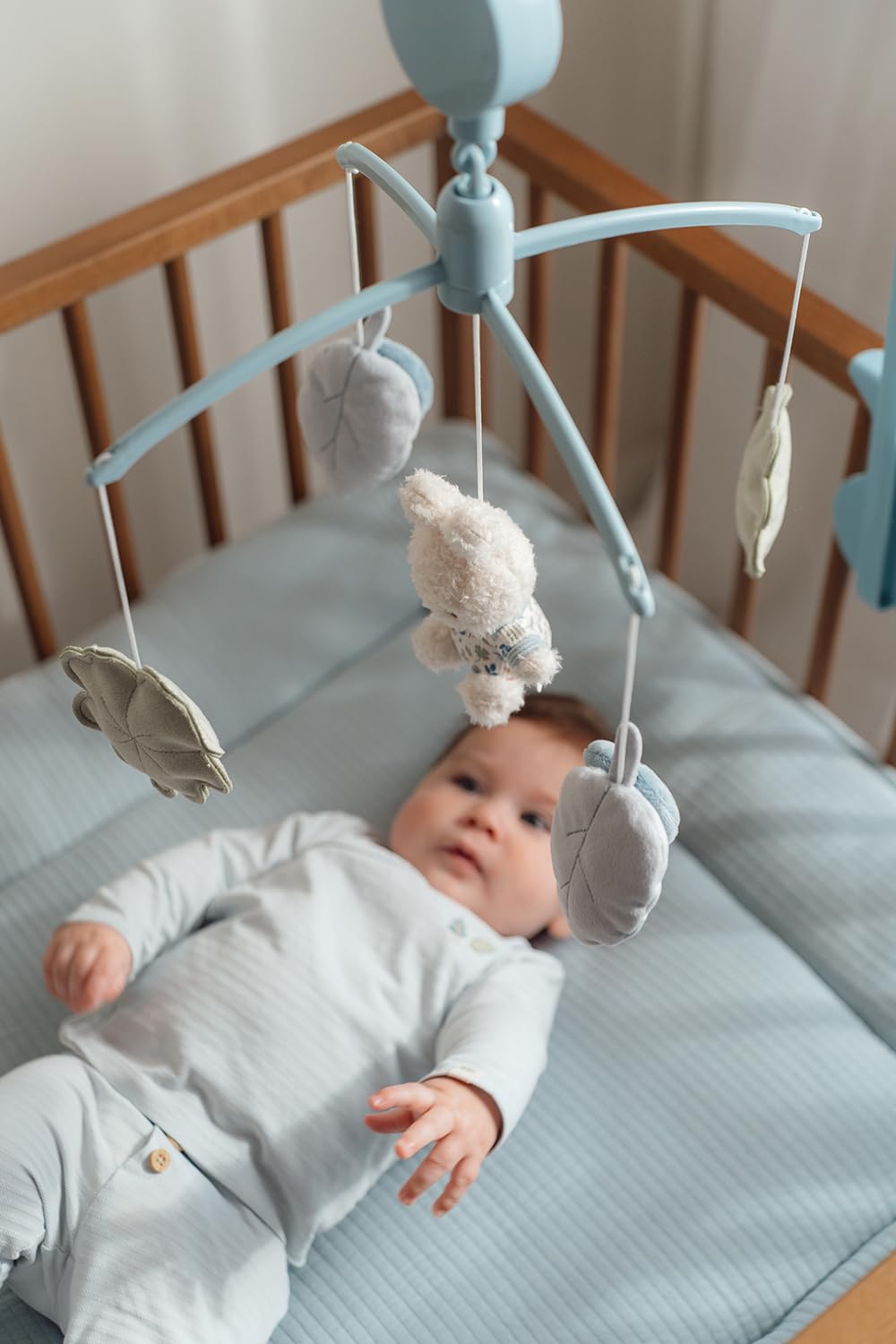 nijntje miffy x Little Dutch Mobile Musik Spieluhr mit Halterung für Babybett Hase Miffy blau - Luck