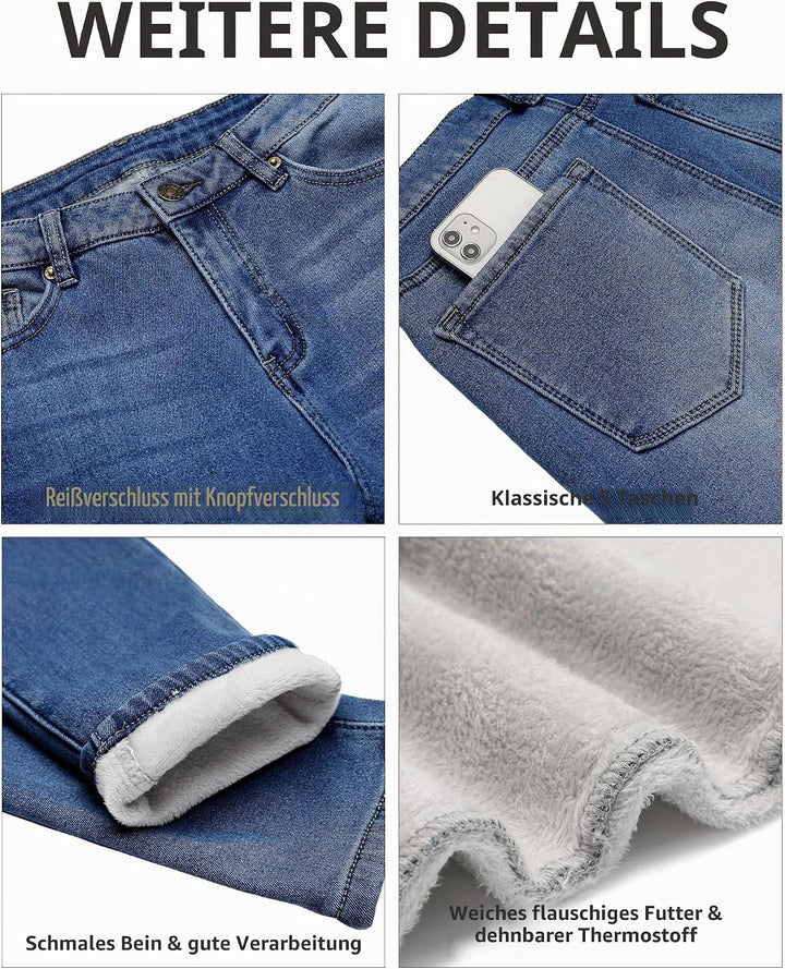 Skinny Jeans Damen High Waist Thermo Jeans Damen Winter Gefütter Thermo Jeans Leggings Damen Stretch