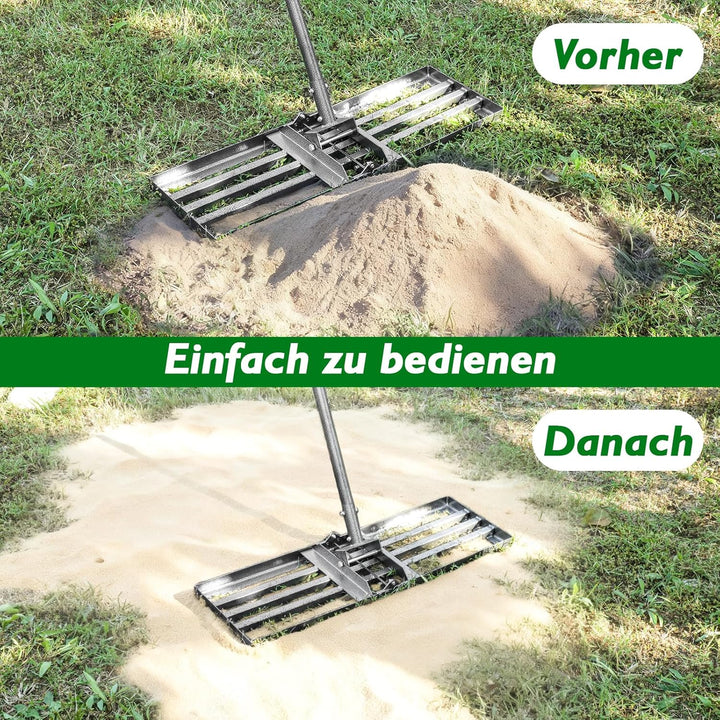 Rasen Nivellierungsrechen,76x25cm Rasenrechen,185 cm Verstellbarer Stiel,Rasen nivellierrechen Geeig