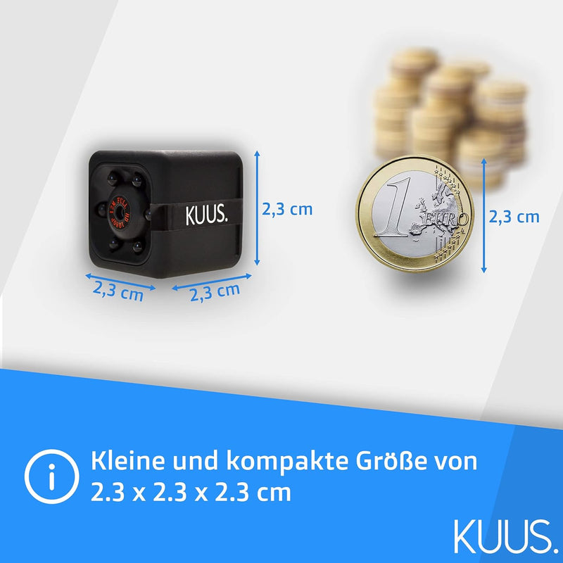 KUUS® - Mini Kamera | Überwachungskamera Für Innen Mit 32-GB-Speicherkarte | Micro Cam Full HD 1080P