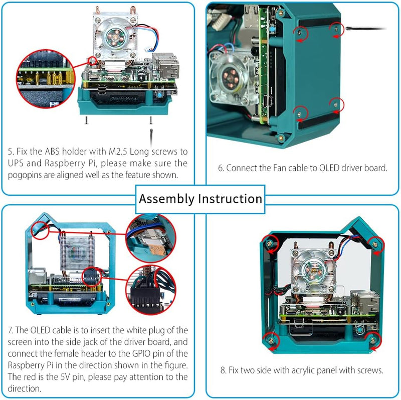 GeeekPi Mini Tower UPS Kit,Raspberry Pi Ice Tower-Kühler mit PWM RGB Lüfter,Raspberry Pi UPS Plus Ha