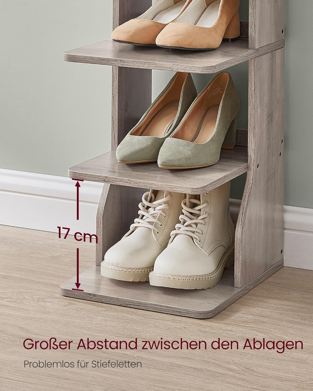 VASAGLE Schuhregal schmal, Standregal mit 7 Ebenen, platzsparend, für Eingangsbereich, Ecke, Schuhab