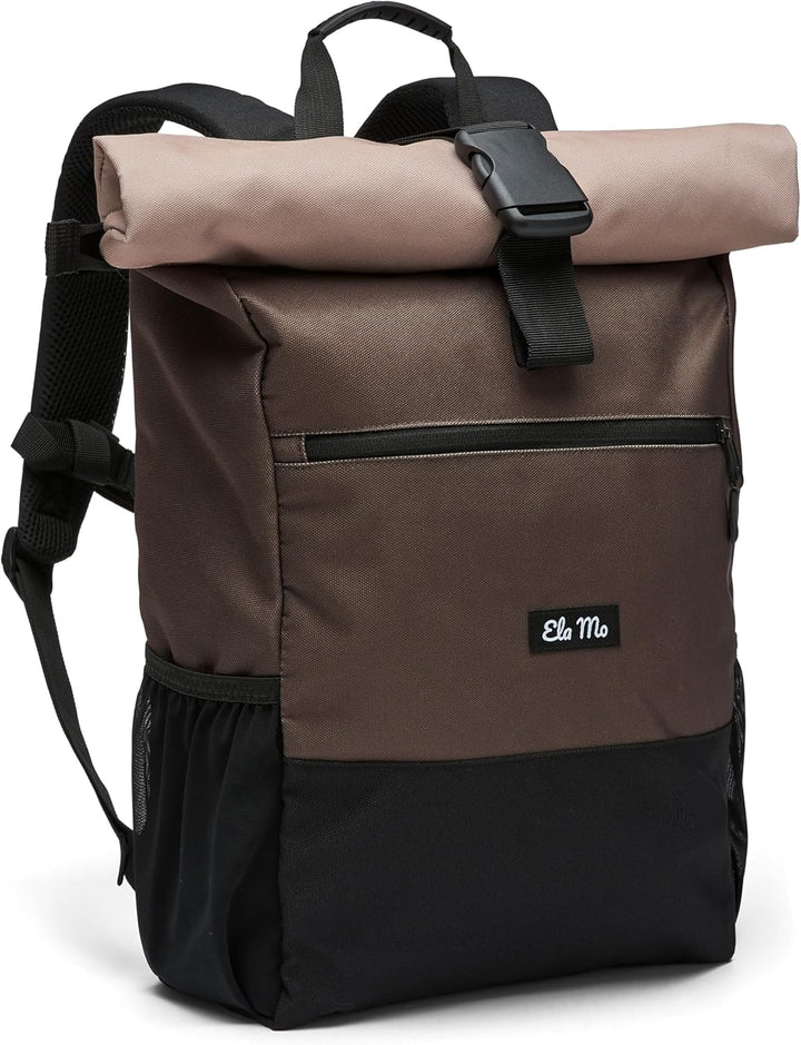 Ela Mo Rucksack Damen - Rolltop schön u. durchdacht - Laptop Rucksäcke für Frauen - Anti Diebstahl T
