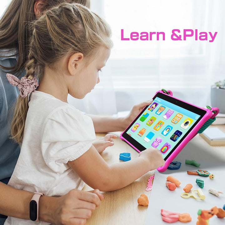 PRITOM 10 inch Kids Tablet Android 13 Tablets with Lanyard 64GB, 512GB Expand, Toddler Tablet for Ki