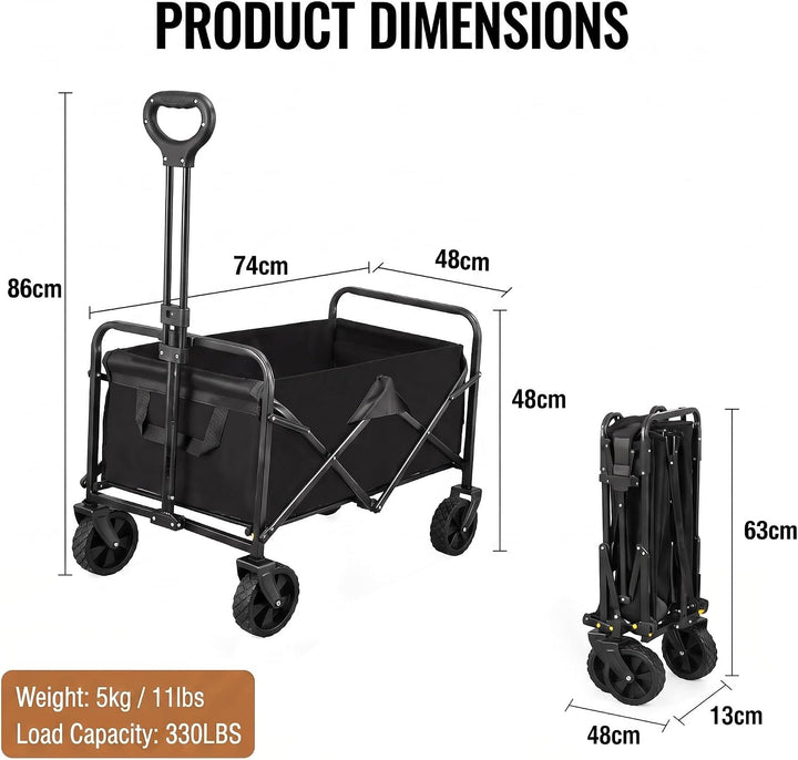 Faltbarer Bollerwagen, 150 kg, 360° Räder, Handwagen für Strand &amp; Garten | Bequem transportieren sta