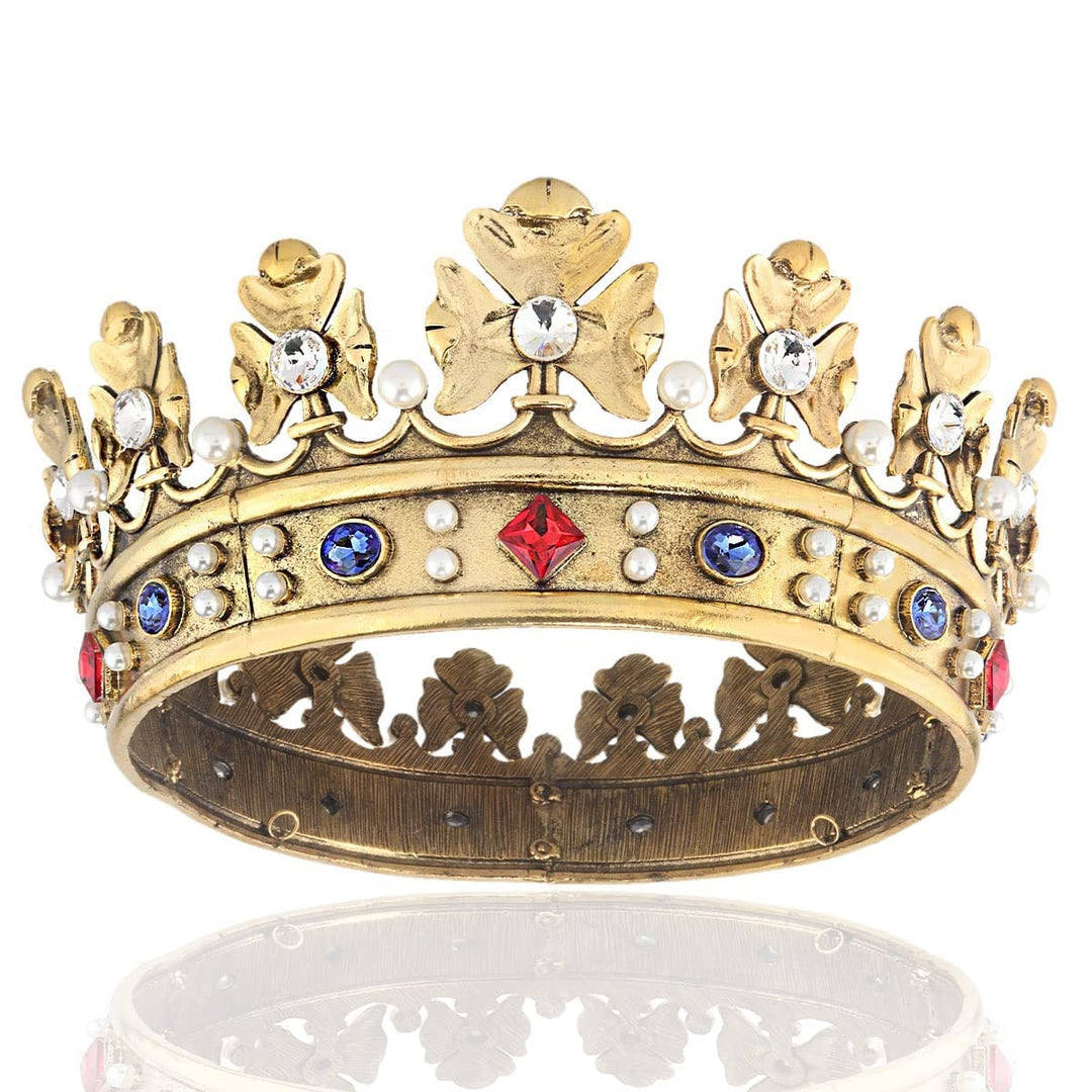 Barock Royal Crown Herren Metall Prinz Haarkrone Vollkreis Geburtstag Party Haarschmuck für Cosplay