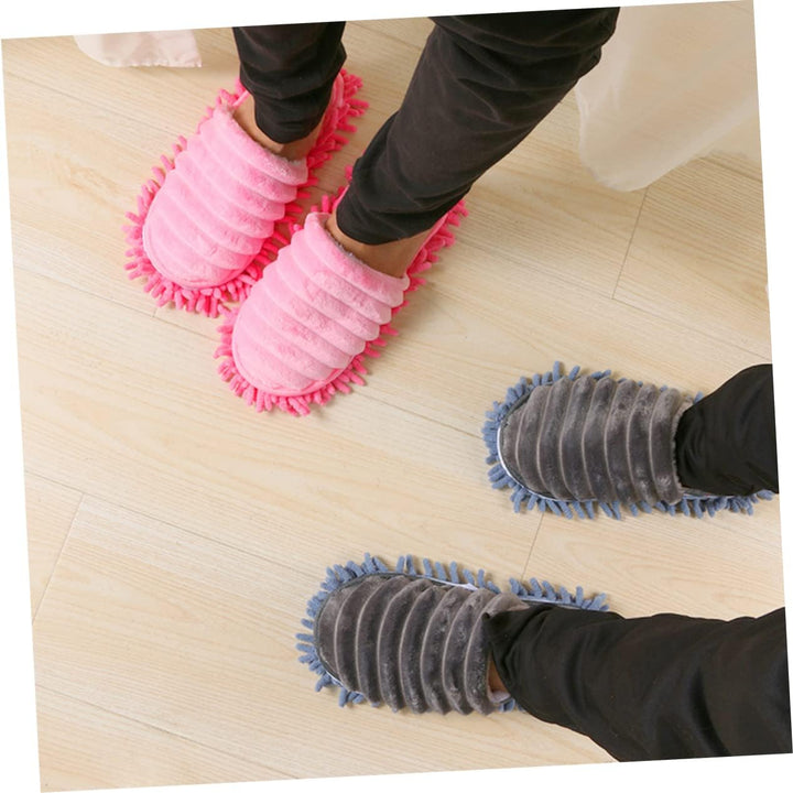 MAGICLULU Flauschige Bodenputzschuhe Damenpantoffeln aus Chenille mit Abnehmbarer Mikrofaser Sohle G