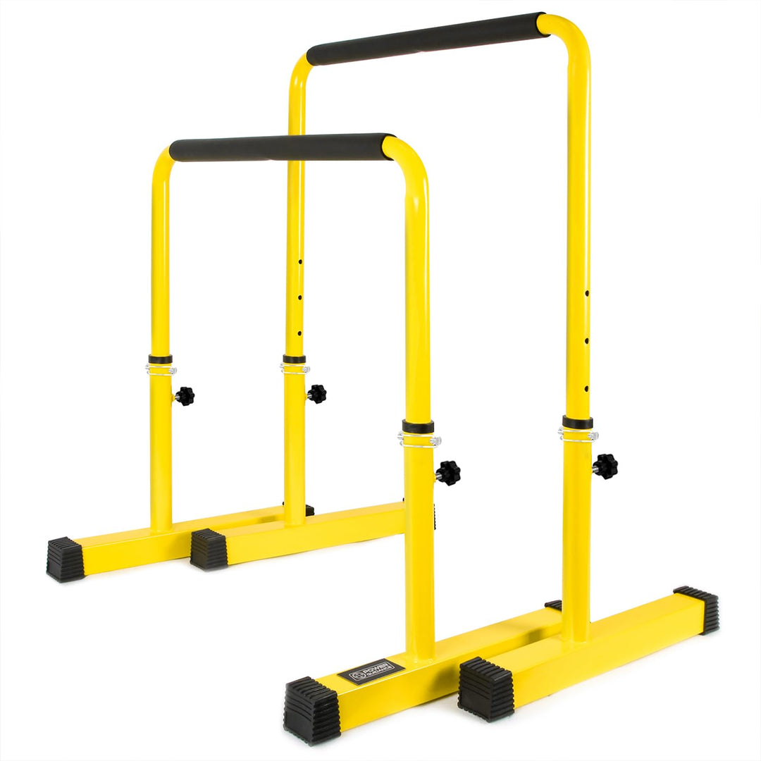 POWER GUIDANCE Dip Barren Dip Bar Quadratische breite Stützfüsse Einstellbare Höhe 77cm 84cm 91cm 98