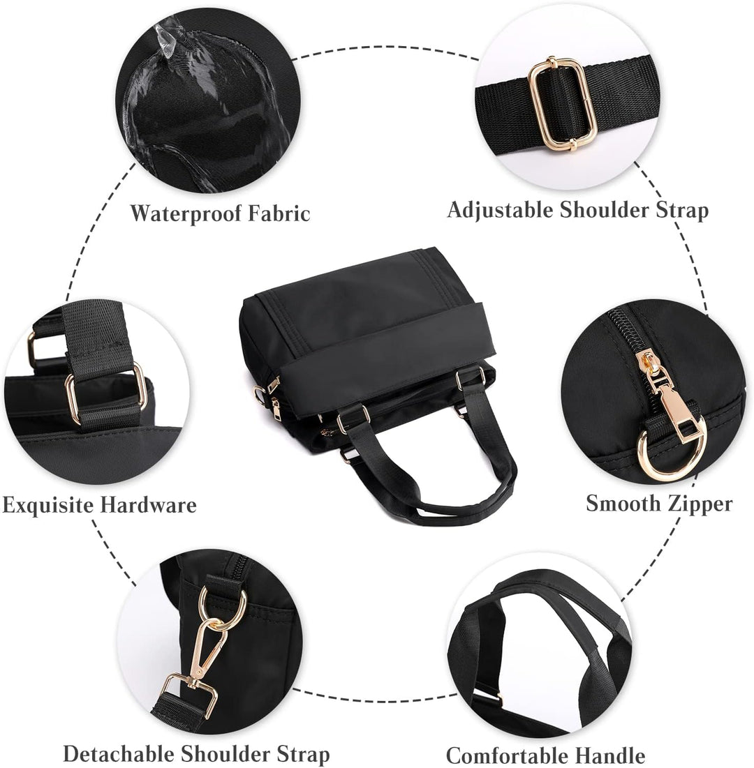 PORRASSO Umhängetasche Nylon Schultertasche Damen Multi Tasche Handtasche Mädchen Crossbody Bag für