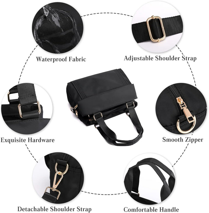 PORRASSO Umhängetasche Nylon Schultertasche Damen Multi Tasche Handtasche Mädchen Crossbody Bag für