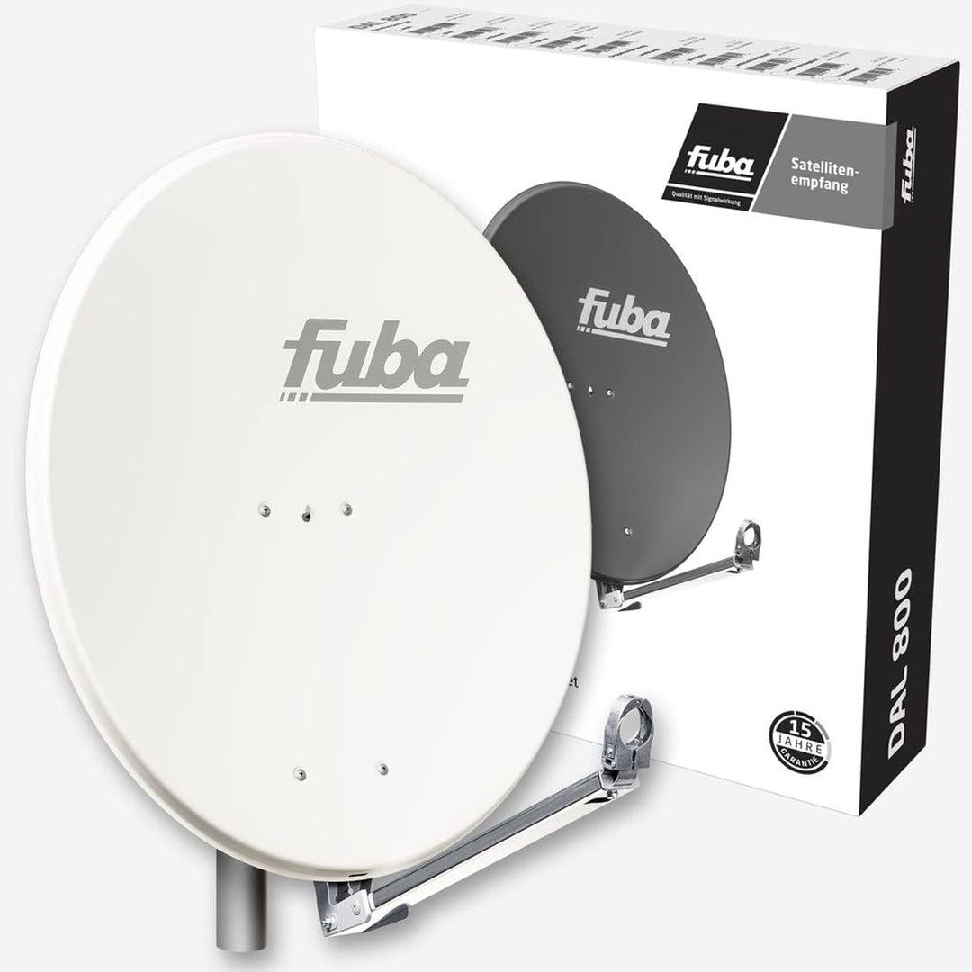 Fuba Satelliten-Komplettanlage DAL 800 W Satellitenantenne 80cm Aluminium Weiss LNB Quad SAT bis 4 T