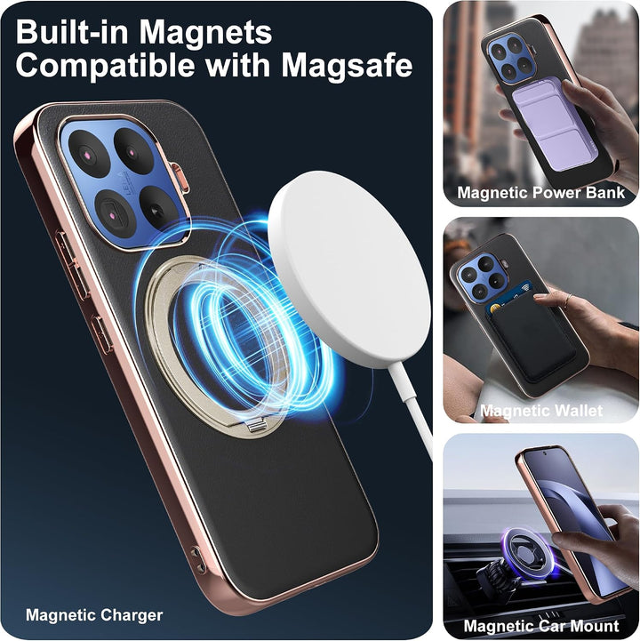Magnethülle für Xiaomi 17T Pro, luxuriöse Lederrückseite mit Ständer, 360° Verstellbarer Ständer, st