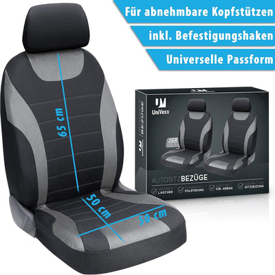 UniVexx® Autositzbezüge im 2er Set - Universell passende Auto Sitzbezüge - Autoschonbezüge Vordersit