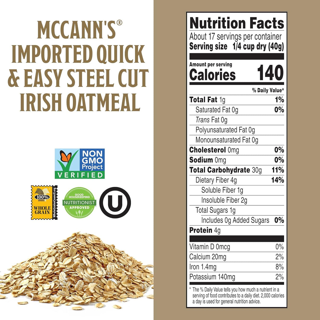 McCann Irish Oatmeal, Quick & Easy Cut Stahl Hafer, 24 Unzen (680 g)