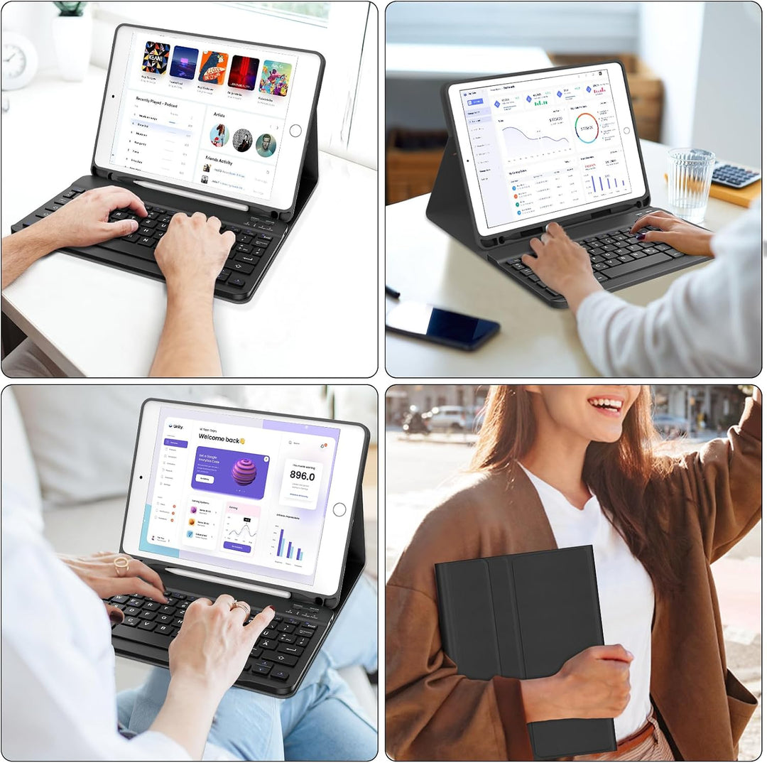 IVEOPPE Hülle mit Tastatur für iPad 6. Generation 9.7 Zoll, Magnetisch Abnehmbarer QWERTZ Bluetooth